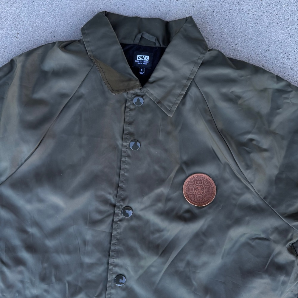 Obey Men Wind Breaker Jacket Olive Green Size Small